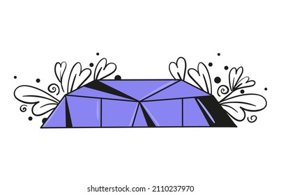 Flat isolated vector illustration crystal with foliage line art