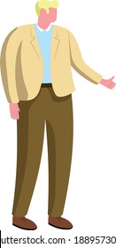 Flat isolated vector illustration of male man or boy.