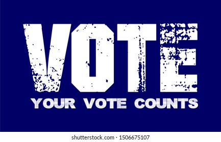 Flat isolated vector vote text. election vintage background banner