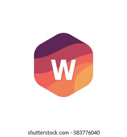 Flat isolated W letter logo hexagon shape sign company icon vector design