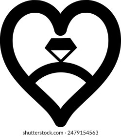 Anillos de boda aislados planos corazón amor. Anillos de boda ilustración de Vector. Las joyas celebran el compromiso
