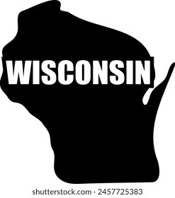 Apartamento aislado Wisconsin State. Vector americano de ilustración de mapa del estado de Wisconsin.