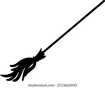 Flat isolated witch broom. Cartoon witch broomstick illustration vector.