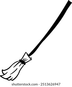 Flat isolated witch broom. Cartoon witch broomstick illustration vector.