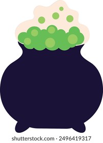 Flat isolated witch cauldron. Cartoon witches potion illustration vector.