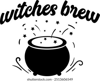 Flat isolated witch cauldron. Cartoon witches potion illustration vector.