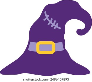 Flat isolated witch hat. Cartoon witch hat illustration vector.