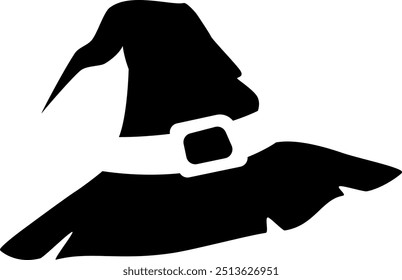 Flat isolated witch hat. Cartoon witch hat illustration vector.