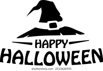 Flat isolated witch hat. Happy Halloween. Cartoon witch hat illustration vector.