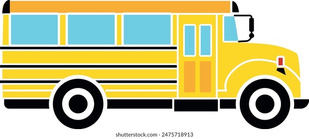 Flacher isolierter gelber Bus. Vektorgrafik der Schulbus-Illustration.