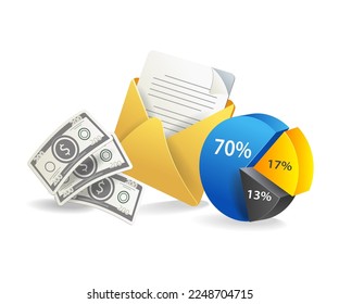 Flat isometric 3d concept illustration of email marketing business development analysis