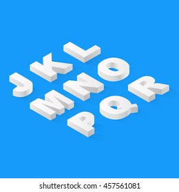 Flat Isometric 3d Font Alphabet With Drop Shadow.