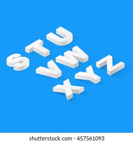 Flat Isometric 3d Font Alphabet With Drop Shadow.