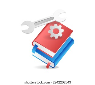 Flat isometric 3d illustration book manual symbol