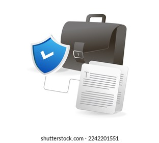 Flat isometric 3d illustration business data security concept