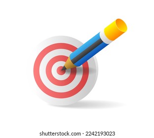 Flat isometric 3d illustration concept target education symbol