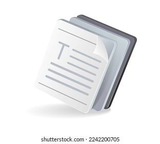 Flat isometric 3d illustration concept of pile of office paper data
