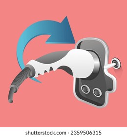 Flat isometric 3d illustration concept of charging electric car