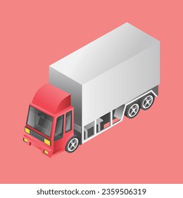 Ilustración isométrica plana 3d concepto de camión de caja grande de transporte pesado