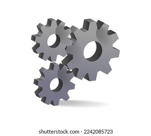 Flat isometric 3d illustration of gear stack concept