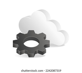 Flache isometrische 3D-Illustration des Bekleidungs- und Cloud-Server-Konzepts
