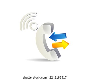 Flat isometric 3d illustration incoming and outgoing calling concept