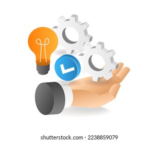 Flat isometric 3d illustration maintain service idea concept