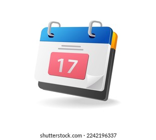 Flat isometric 3d illustration number calendar concept