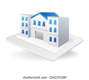 Flat isometric 3d illustration office or hospital building concept