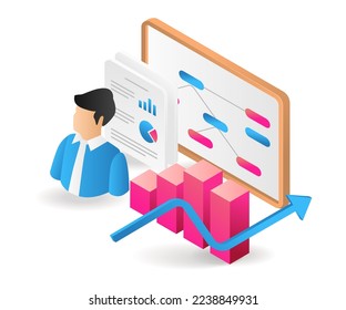 Flat isometric 3d illustration set business organizational structure