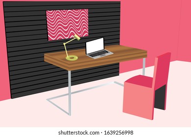 Flat isometric 3d workspace concept vector.
