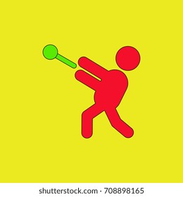 Flat isometric Athletics Hammer Throw vector illustration. Summer sports.