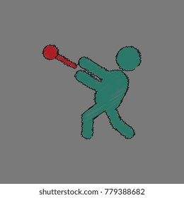 Flat isometric Athletics Hammer Throw vector illustration. Summer sports concept in Hatching style