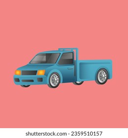 Flat isometric concept 3d illustration delivery truck pick up car