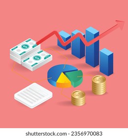 Flat isometric concept illustration. advanced technology of cnc drilling machine industry