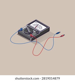 Flat isometric concept illustration. avo meter voltage detection device