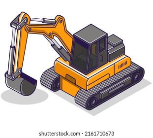 Flat isometric concept illustration. beko excavator