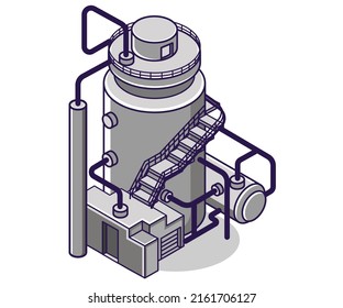 Flaches isometrisches Concept Illustration. Große Gasfabrik