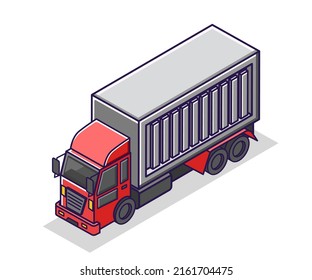 Flat isometric concept illustration. delivery truck