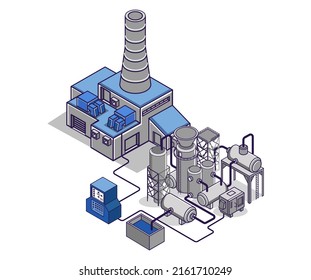 Flat isometric concept illustration. industrial oil and gas pipelines