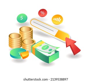 Flat isometric concept illustration. Pay Per Click internet marketing