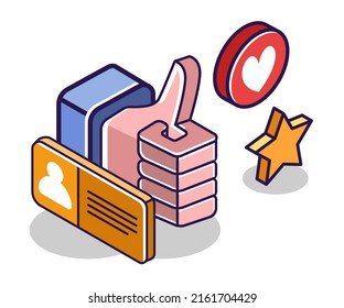 Flat isometric concept illustration. Thumbs up for the best review