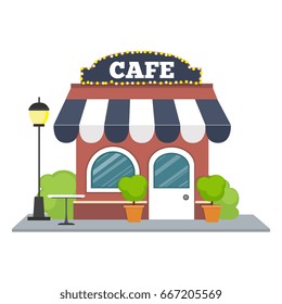 Flat isometric design. Colorful cafe isometric restaurant building. Cartoon vector icon