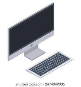 Flat Isometric desktop computer. Pc icon. Vector illustration. Eps 10.