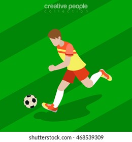 Flat isometric Football (Soccer) Offensive Forward Player vector illustration. Team sports 3d isometry image.