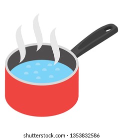 Flat isometric icon of boiling water.