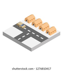 Flat isometric icon of camping area.1