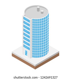 Flat isometric icon design of high rise building