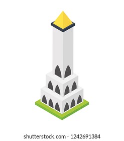 Flat isometric icon design of high rise building, tower