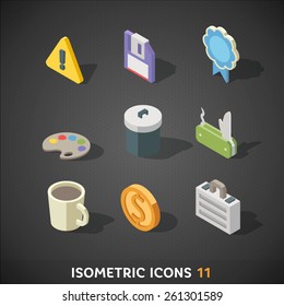 Flat Isometric Icons Set 11